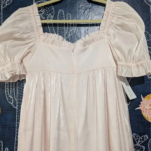 NEW Selkie Seashell Wide Leg Puff Sleeve Jumpsuit Light Pink Women's Size Small - Picture 8 of 11
